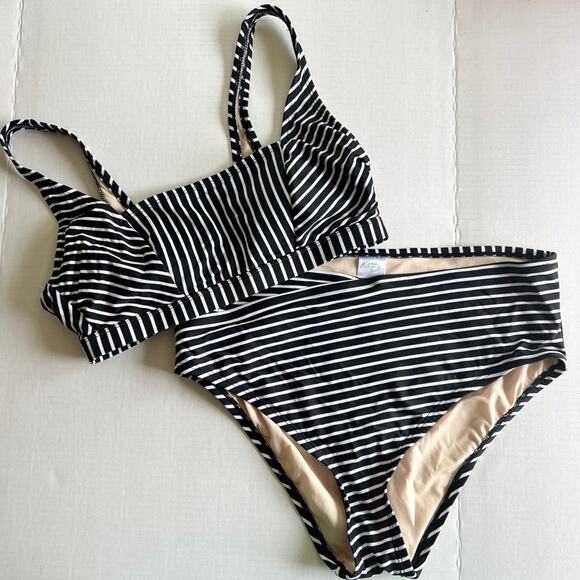 Kona Sol Other - Kona Sol Black & White Stripe Bikini Swimsuit